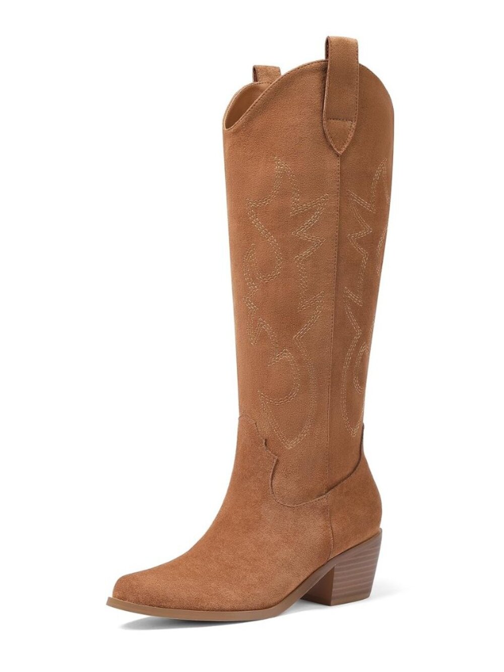 Wide Calf Knee High Cowgirl Boots Women Western Fall Slip On Boots
